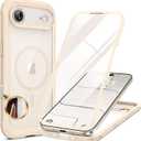 Miracase Magnetic for iPhone Air Case 6.5" [Compatible with MagSafe] Full-Body Phone Case with Built-in Glass Screen Protector & Camera Control,Drop Proof iPhone 17 Air Case Cover, Gold