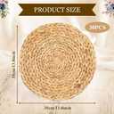 Tanlade 30 Pcs 13.8 Inches Round Placemats Hand Woven Round Woven Placemats Braided Water Hyacinth Table Mats for Dinner Charger Plates Rustic Boho Kitchen Dining Table Decoration