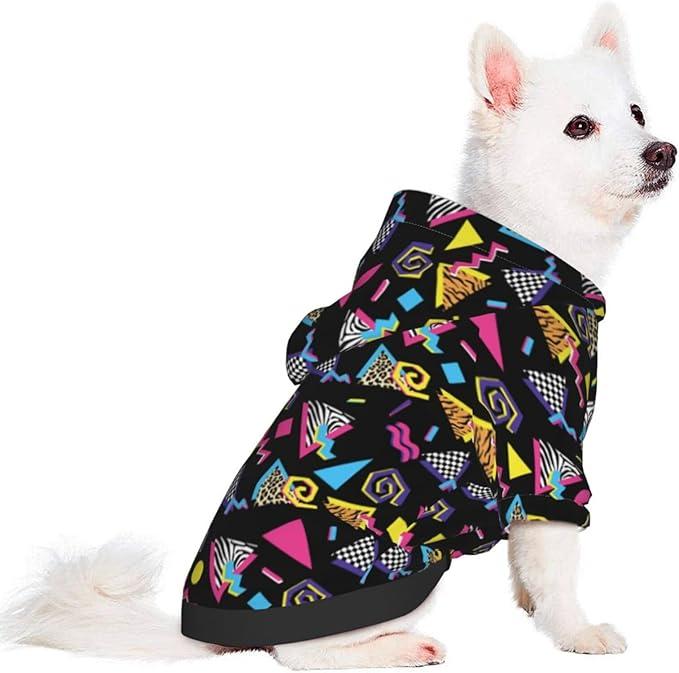 Stay Warm in Style with Dog Hoodie Sweater for Pets (Black Retro 80S 90S), Size M