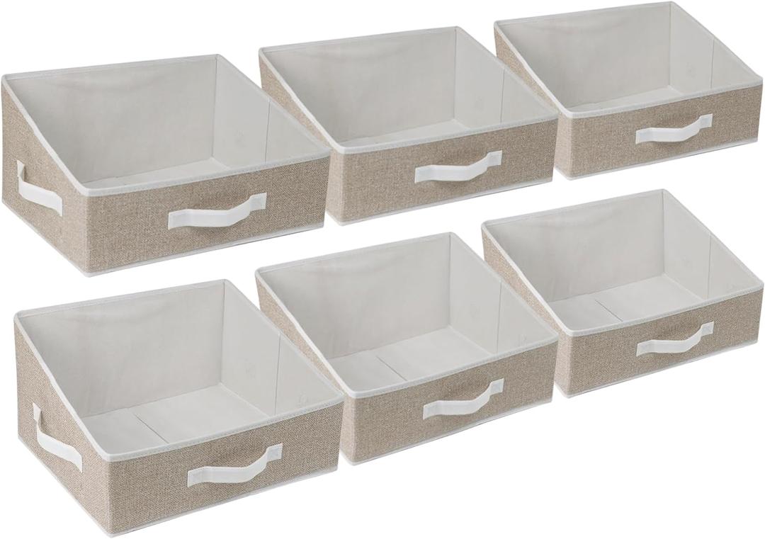 6 Pack Closet Storage Bins for Shelves, Shelf Baskets for Organization,Closet Organizers and Storage,Trapezoid Storage Bin Closet Shelf Organizer for Clothes,Toys,Towel,Book,Baby Clothing (6PC-Coffee)