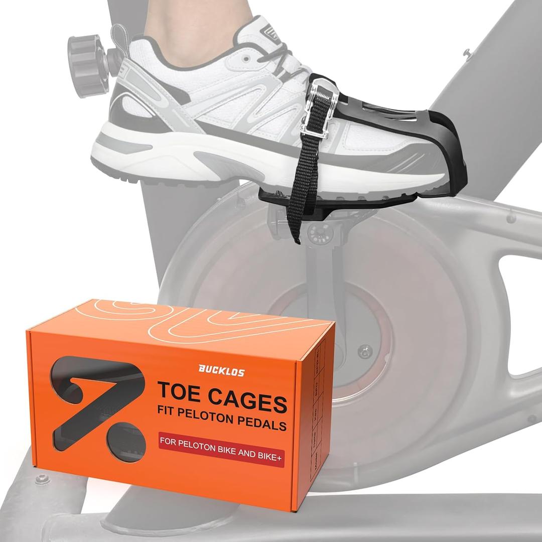 Bucklos Toe Caged adapters for Peloton Bike + - Pedals,Convert Delta to Toe Cages Pedal with Strap Ride with Sneakers,Indoor Exercise Bike Accessories for Friends, Family, Spin Class (Black)