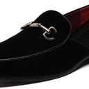 LCQL Men's Luxury Velvet Penny Loafer Shoes Noble Slip-on Suede Loafers Smoking Slippers Plus Size (11.5, Black)