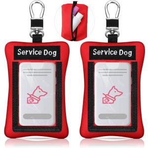 Oudain 2 Pcs Service Dog ID Holder Identification Service Dog Clip on Badge Holder Display Your Doggy Zippered Pouch Carry Small Items Clip on Badge Pocket with Card Slot