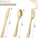 NOCCUR 400PCS Gold Plastic Silverware - Gold Plastic Cutlery Include 200 Forks, 100 Spoons, 100 Knives, Disposable Silverware Perfect for Party&Daily Using