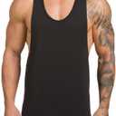 ZUEVI Men's Muscle Tank Tops Sleeveless Cut Off Shirts Bodybuilding Gym Workout Stringer T-Shirts (X-Large, Black)