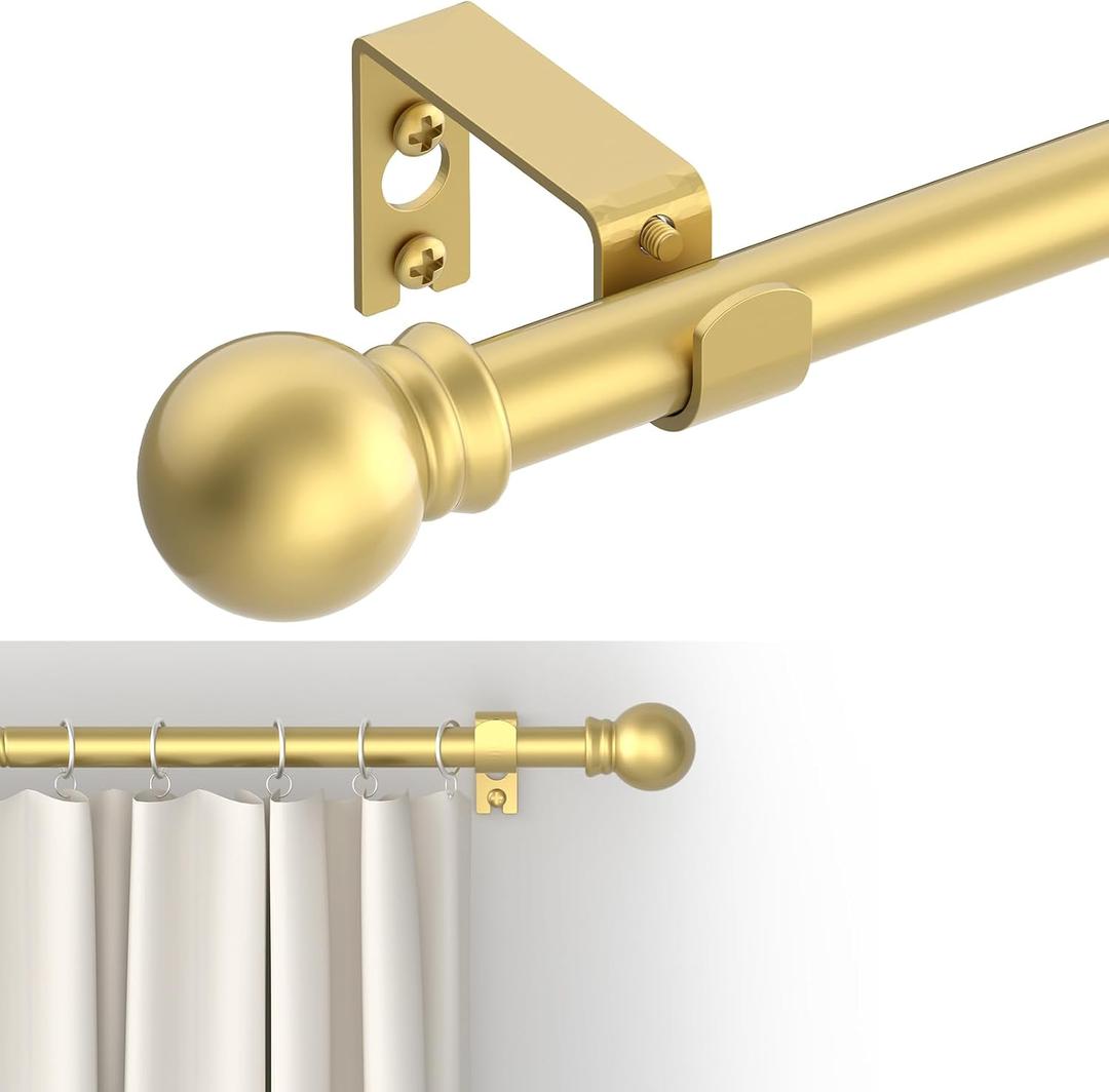 GXOACKJ Curtain Rods for windows 28-78 inch, 5/8 inch Decorative Gold Splicing Heavy Duty Metal Curtain Rod set with Brackets