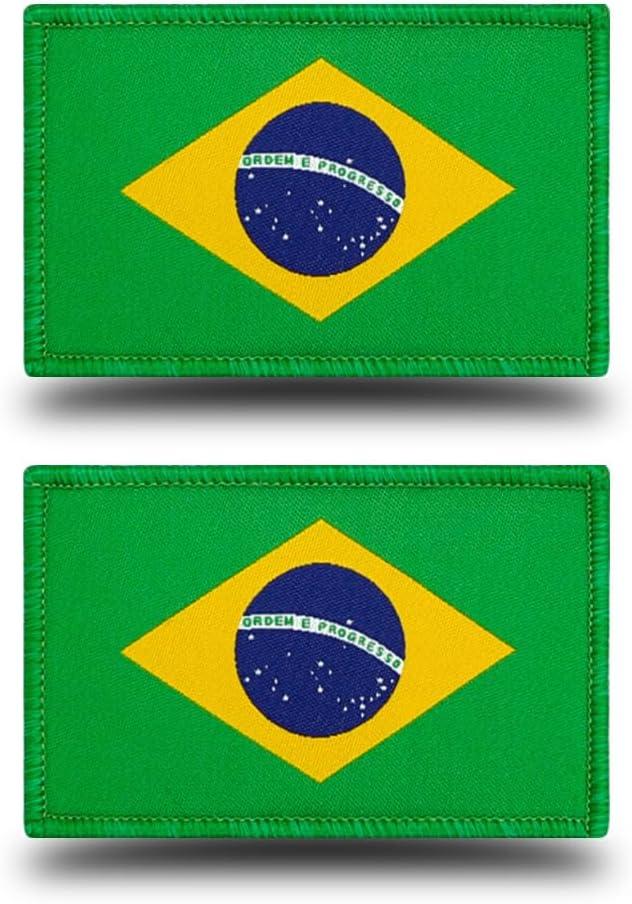 2 Pieces Brazil Flag Tactical Patch | Clear Knitting Embroidered Color | Military Hook and Loop Brazilian Emblem for Caps, Backpack,Vest,Uniform,Clothes, Helmet, Dog Harness