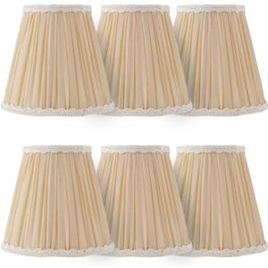Lampshades Chandelier Lamp Shades Small Pleated Empire Clip-on Fitter Lampshade 6"x3 3/4"xH5 3/5" Gold Linen Small Lamp Shade Set of 6