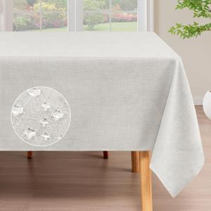 H.VERSAILTEX Linen Table Cloths Rectangle 60 x 120 Inch Premium Tablecloth Spill-Proof Waterproof Table Cover for Dining Buffet Feature Extra Soft and Thick Fabric Wrinkle Free, Linen-natural