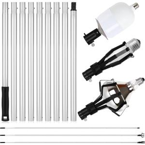 3-12 ft Light Bulb Changer for High Ceilings with Pole Light Bulb Extension Pole Changer with Baskets and Suction Cup Light Bulb Removal Tool Telescopic Light Bulb Changer for Recessed Lights