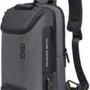 BANGE Sling Bag Anti Theft, Waterproof Men's Chest Bag Shoulder bags Crossbody Sling Backpack for Men (Grey With Lock)