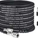 YAMATIC 1/4" Pressure Washer Hose 50FT with Stainless Steel Swivel Quick Connector, 4000 PSI Commercial Grade Steel Wire Braided & Rubber Jacket, Kink Resistant Hot Water Power Washer Hose Max 212°F