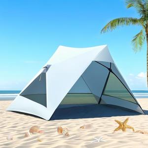 Pop Up Beach Tent for 2/3/4 Person with UPF 50+ UV Protection, Lightweight & Easy Setup Beach Shade Canopy, Wind-Resistant Shelter Portable Cabana for Family Outdoor Picnics Fishing