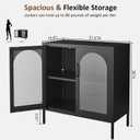 Buffet Cabinet, Modern Industrial Style Sideboard Buffet Cabinet, with Adjustable Shelves Credenza for Living Kitchen Dining Farmhouse, 15.8" L x 27.6" W x 35" H Black