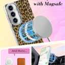 Toycamp for Samsung Galaxy S24 FE Case - Compatible with Magsafe Aesthetic Cute Holographic Galaxy S24 FE Case with Diamond Bling Lens Protector Cover for Women Girls, Brown Leopard