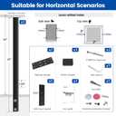 Muzata Black Side Mount Cable Railing Post 36 Inch 36"x2"x2" Level Drilled Space-Saving Stainless Steel Cable Railing System Kit Indoor Outdoor with User Guide PF02 BH4S, Level Post