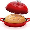 TeamFar Cast Iron Bread Dutch Oven, 6 Qt Enameled Dutch Oven Pot for Sourdough Bread Baking, with Tall Dome Lid & Round Base Pan, Self-Basting & Even-Heating, Heavy-Duty & Non-stick, Red