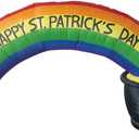 Shellwei 11.4 ft Long St. Patrick's Inflatable Decor St. Patrick's Blow up Inflatable Rainbow Arch with LED Light Shamrock Leprechaun in Pot of Gold Rainbow Arch for Indoor Outdoor Party Garden Lawn