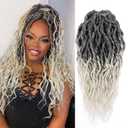 LOSMOEER Faux Locs Crochet Hair 12 Inch 6 Packs Goddess Locs Crochet Hair for Women Soft Locs Pre Looped Crochet Braids with Wavy Curly Ends Queen Locs Synthetic Braids Extensions (T1B/Gray#) (12 Inch (Pack of 6), T1B/Gray#)