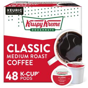 Krispy Kreme Doughnuts Classic, Keurig Single Serve K-Cup Pods, Medium Roast Coffee 48 Count (EXP 03/17/26)