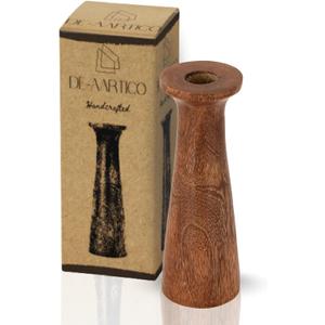 Wood Flower Vase, 7.87H, Wooden Base Cylindrical Flower Vase, Classic Boho Rustic Style for Fireplace Bedroom Kitchen Living Room Centerpieces Office Desk