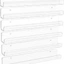 upsimples 6 Pack Clear Acrylic Shelves, 1.7" x12" Clear Wall Shelves for Nail Polish, Vinyl Wall Mount, Record Holder, Magazine Rack, Comic Display, Picture Ledge Shelf Décor