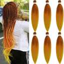 Ombre Braiding Hair Pre Stretched Color Ginger Golden Orange Crochet Braids Hair Extensions for Braiding Hypoallergenic Knotless Pre-Stretched Braiding Hair Ombre 26 Inch