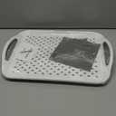 Large Nonslip Serving Tray with Handles, Silicone Grippy Dots Lap Food Trays for Eating, Dishwasher Safe Serve for Breakfast Dinner Snack Fruit Appetizers Beverage, Rectangular, Set of 2, White