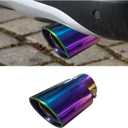 Stainless Steel Car Exhaust Tip, 2.5" Inlet 3.3" Outlet Adjustable Chrome-Plated Finish Exhaust Tailpipe, Car Exhaust Pipe Modification Tail Throat Tail Pipe, Fit for Most Cars (Straight, Multicolor)