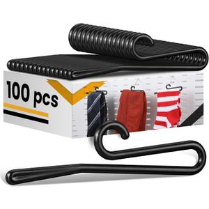 DoubleFill 100pcs Plastic Sock Hangers, 3.5 Inch Sock Display Hooks Long Non Slip Hangers Retail Socking Hanger Clip for Boutiques, Thrift Shops, Garage Sales and Vendor Shows, Black