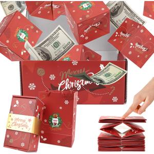 Surprise Gift Box Explosion for Money, Surprise Money Box for Cash Gift, Folding Pop-Up Explosion Box for Christmas Birthday Anniversary Valentine Proposal(16 Bounces)