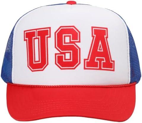 MIRMARU USA Patriotic-Themed Heat Printed 5 Panel Foam Trucker Hat with Mesh Back for Men and Women