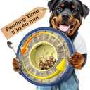 KADTC Dog Spinning Puzzle Feeder Food Slow Bowl for All Dog Breeds Adjustable Feeding Time from 5 to 60 min Capacity 17.64 Ounce Puppy Treat Dispenser Toy Kibble Dispensing Toys Healthy Eating (Large, Yellow Blue)