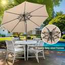 FLAME&SHADE 9ft Patio Umbrella - 2 Tiers Outdoor Umbrella with Push Button Tilt and Crank for UV Protection, Table Market Umbrella for Garden, Deck, Backyard, Pool and Beach(Beige), 9 FT Double Top