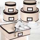 China Storage Containers 5-Piece Set Moving Boxes for Dinnerware, Glasses, Plates, Mugs and Saucers Sturdy Quilted Microfiber Dish Organizer with Dividers for Seasonal Storage - Holds Set of 12