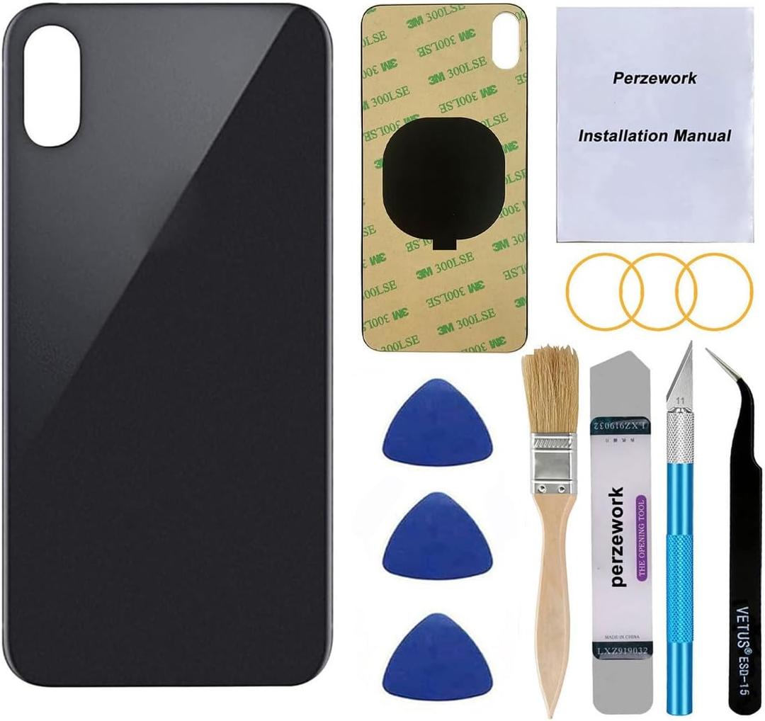OEM Rear Back Glass Replacement for iPhone Xs Max 6.5 inches with Reparing Toolkit and Pre-Installed Adhesive (Space Gray/Black)