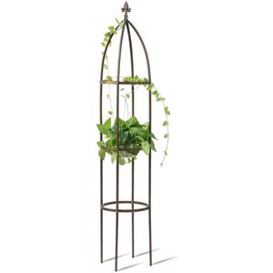 100% Metal Obelisk Garden Trellis 5.5 Feet Tall Sturdy Plant Support for Climbing Vines and Flowers Stands,1pc Upgrade (Bronze, Medium)
