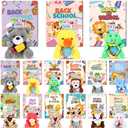 60 Pcs 30set Back to School Gifts for Students Mini Stuffed Animals Toys with Cards First Day of School Stuffed Keychains for Students Classroom Exchange Gifts