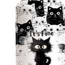 Cat Lover Gifts, Everything Is Fine I'm Fine Black Cats Water Bottle Travel Tumbler 32Oz, Christmas Birthday Gift for Cats Lovers Women Cup Cute Cat Themed Stuff Funny Coffee Mugs