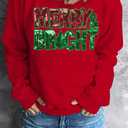 Christmas Sweatshirts for Women Merry and Bright Sweatshirt Sequin Merry Christmas Shirt Xmas Holiday Pullover Tops (Red, XXL)