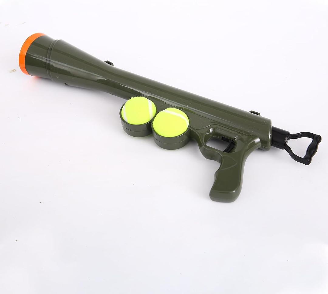 Dog Ball Launcher for Pet, Dog Ball Thrower Launcher with 2 Tennis Balls & Shoulder Strap, 23.4" Long-Range Ball Launcher Toy for All Dog Breeds, Tennis Ball Launcher for Dogs, Green