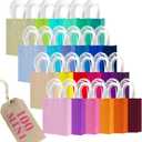 Qiqee 100Pcs Paper Gift Bags with Handles - 4.5"2.5"6" Mini Party Favor Bags - 24 Solid Colors