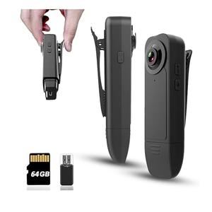 Mini Body Camera with Audio & Video Recording - Small POV Cam 1080P with 64G Card - Wearable Personal Portable Cameras Recorder DV - Night Version Camcorder for Security Work Records Guard Traveling