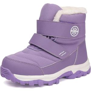 UBFEN Kids Snow Boots Boys Girls Winter Warm Waterproof Outdoor Slip Resistant Cold Weather Unisex Shoes (Toddler/Little Kid/Big Kid) (F/Light Purple)