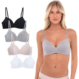 4 Pack Wirefree Bra - Women's Flexible Soft Foam Wireless No Wire Soft Pad T Shirt Bra Value Pack ((32) 32A)