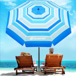 Duerer 7.5FT Beach Umbrella with Sand AnchorHeavy Duty Wind Resistant UPF 50+ Sun Shade, Portable Travel Beach Umbrella with Tilt & Carry Bag for Beach, Sand, Garden, Patio, Pool