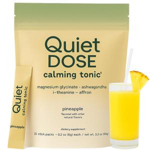 Quiet Dose Drink, Calming Relaxation Beverage, with L-Theanine, Affron, Magnesium Glycinate & Ashwagandha, Stress Relief & Sleep Support, Non-Gmo, Vegan (EXP 11/30/27)