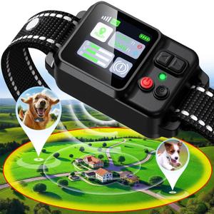 GPS Wireless Dog Collar Fence System,Invisible Electric Fence for Dogs,Adjustable Range 49-6561ft,3 Training Mode,Rechargeable,Waterproof,Pet Containment System for Outdoor Use