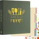 Lanpn Recipe Binder 8.5x11 3 Ring Kit, Waterproof Recipe Book to Write in Your Own Recipes, Blank Organizer Recipe Binder with 60 Plastic Sleeves,116 Recipes, Dividers,Labels & Stickers, Green
