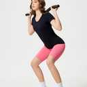 Womens Seamless Short Sleeve Workout Tee Featherlight Nylon Top for Gym Yoga Daily Wear (Black)